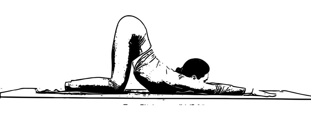 子犬のポーズをしている女性のイラスト