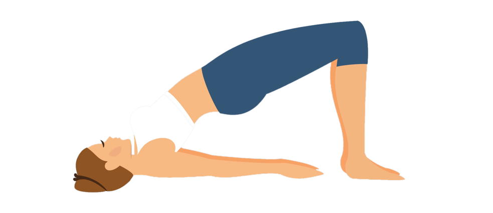 橋のポーズをしている女性のイラスト